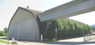 Schweizerhalle: Rheinstrasse 52, Saline,
                        Salzlagerhalle, Panoramafoto