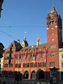 Basel, Marktplatz, Rathaus in der Abendsonne