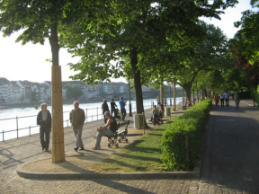 Basel, Unterer Rheinweg,
                                Rheinpromenade Lindenallee 01, der
                                Fussweg