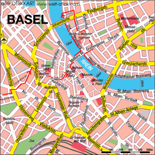 Karte Spaziergang Thannerstrasse -
                      Rheinpromenade