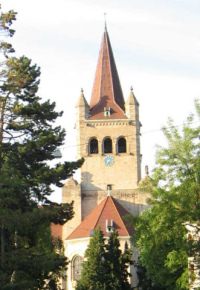 Basel, Kreuzung Birsigstrasse /
                      Therwilerstrasse, Sicht auf die Pauluskirche