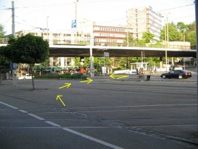 Heuwaage, Velowegm�glichkeit von der
                      Birsigstrasse in die Steinentorstrasse