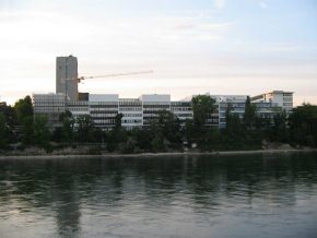 Basel, Sankt-Alban-Rheinweg, Sicht auf die
                        Giftfabrik "La Roche"