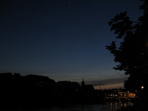 Basel, Mittlere Br�cke mit Venus am Himmel