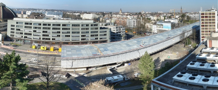 Heuwaageviadukt in
                        Renovation, eingeschalt im Jahr 2009