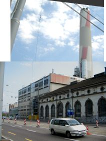 IWB Fernheizkraftwerk
                      Volta 03 und 04: Fernheizkraftwerk mit Kamin,
                      Fotomontage