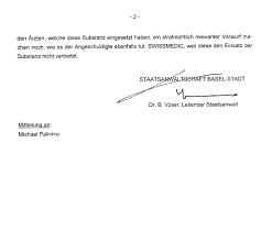 18.4.2005: Verfahrenseinstellung der
                        Staatsanwaltschaft Basel bez�glich Amalgam (02)