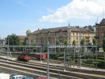 St. Gallen: St.-Leonhardstrasse, Sicht auf
                        rote Ziegelblocks 01