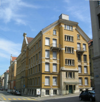 St. Gallen: Davidstrasse, Ziegelb�rohaus,
                        Panoramafoto