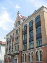 St. Gallen: Davidstrasse, Ziegelb�rohaus,
                        L�ngsfassade, Nahaufnahme