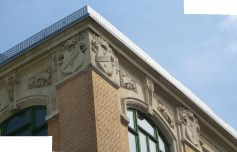 St. Gallen: Davidstrasse, Ziegelb�rohaus,
                        Eckfassade, Panoramafoto