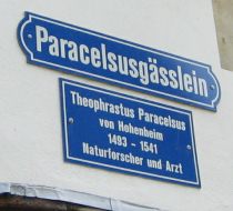 St. Gallen: Strassenschild Paracelsusg�sslein
                ausf�hrlich