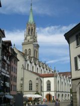St. Gallen: Marktgasse, Blick zur�ck auf
                        die St. Laurenzenkirche