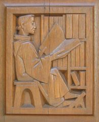 St. Gallen: Eingang zur Stiftsbibliothek,
                        geschnitzte T�re, Detail