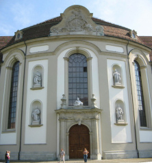 St. Gallen: Klosterkirche, Seitenfassade,
                          Panoramafoto