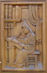 St. Gallen: Klosterkirche, Seitenfassade,
                        kleine linke Seitent�r Relief 02 rechts