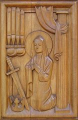 St. Gallen: Klosterkirche, Seitenfassade,
                        kleine rechte Seitent�r Relief 04 rechts