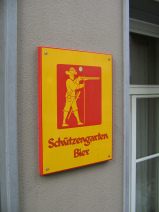 St. Gallen: Metzgergasse, Schild
                        Sch�tzengartenbier, seitlich