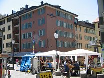Zurich Hirschenplatz (Stag Square) with
                        Hotel Adler (Eagle Hotel) with stands