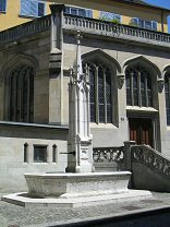 Zurich, Great Cathedral Fountain with
                          Great Cathedral Chapel