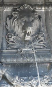 Stadelhofen fountain 06, lion
                                  spying water