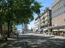 Zurich, Theater Street, view to Bellevue
                        (French: "Beautiful Sight Square")