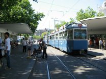 Zurich, Bellevue ("Beautiful Sight
                        Square"), tram track with an antique
                        Pullman tram no. 2