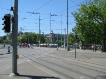 Zurich, Bellevue ("Beautiful Sight
                        Square"), view to Quaibr�cke (Quay Bridge)