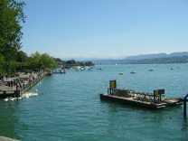 Zurich Quaibr�cke (Quay Bridge), sight of
                        the Alps
