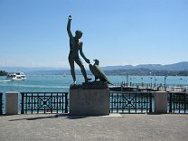 Zurich, B�rkliplatz (Buerkli
                                Square), the Ganymed and Eagle Monument,
                                frontal view