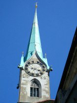 Zurich, M�nsterhof (Cathedral's Yard), the
                        steeple of the Fraum�nster (Women's Cathedral)