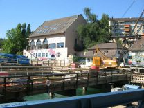 Zurich, Drahtschmidli Footbridge, sight of
                        youth center "Dynamo"