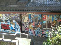 The back side of youth center Dynamo is
                        full of graffitis
