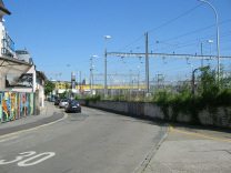 Zurich,
                        Zollstrasse (Customs Street) with the tracks of
                        Zurich Main Station aside