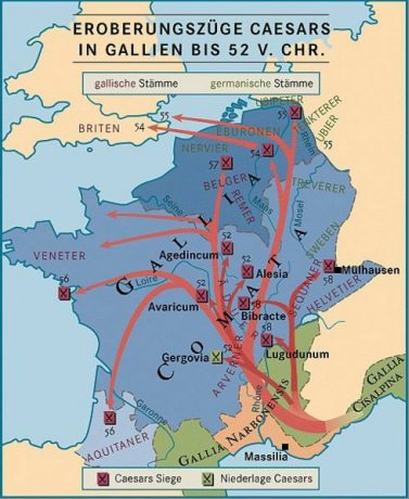 Karte mit C�sars
            Feldz�gen