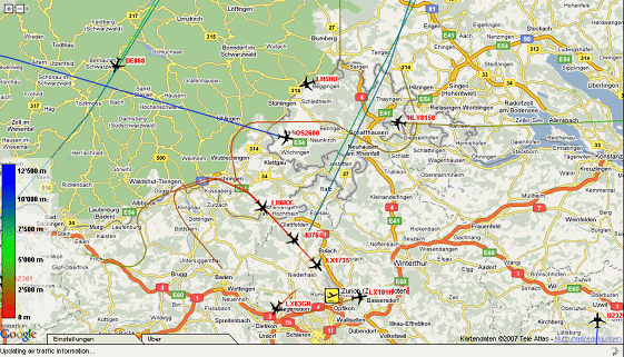 Nordanfl�ge auf den Flughafen Z�rich-Kloten im
                  Jahre 2007