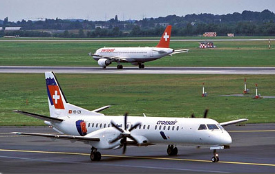 Flugzeuge von
                Swissair und Crossair