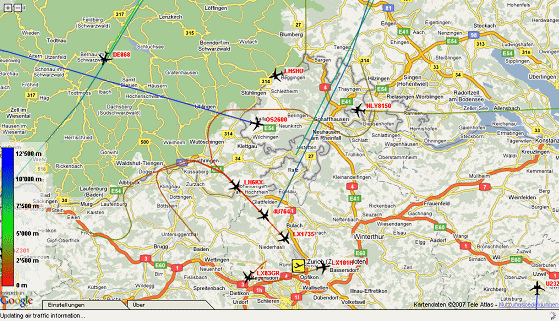 Nordanfl�ge auf den Flughafen Z�rich im Jahre
                  2007