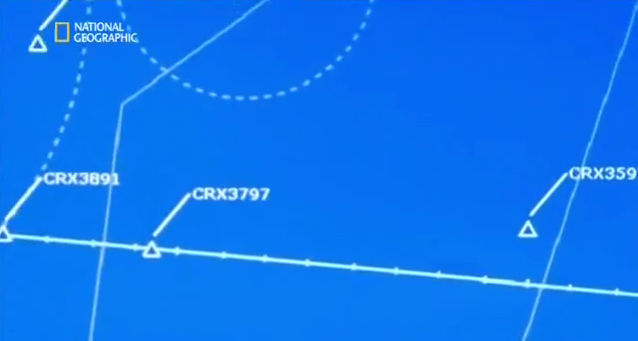 Flughafen
                Z�rich, Anflugkarte 01 des 24.11.2001 nach 22 Uhr mit
                drei Crossair-Maschinen, Crossair 3891, Crossair 3797,
                und Crossair 3597 zuletzt ist noch in der letzten Kurve