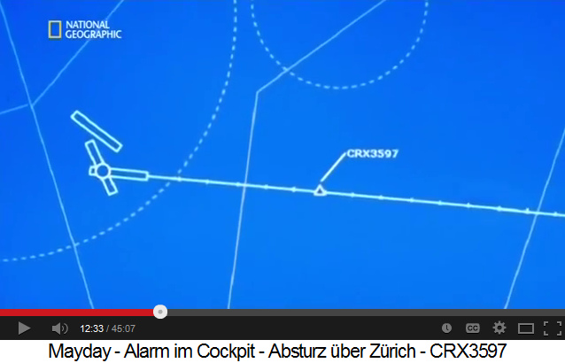 Flughafen
                Z�rich, Anflugkarte 04 des 24.11.2001 mit dem letzten
                Landeanflug von Crossair CRX 3597: Video
                "Mayday", 12min.33sek.