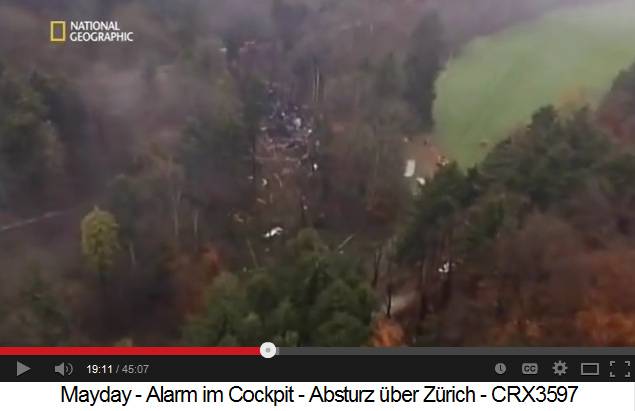 Absturzstelle der
                Crossair 3597, Luftaufnahme