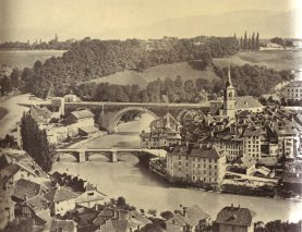 Bern, Untertorbrcke und Nydeggbrcke um
                          1890