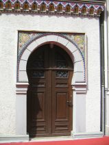 St. Gallen: Frongartenstrasse, Synagoge,
                        Eingangstr mit Schmuckfassade