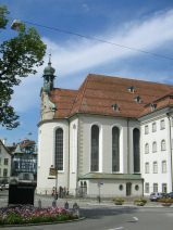 St. Gallen: Gallusplatz, Sicht auf die
                          Klosterkirche 01