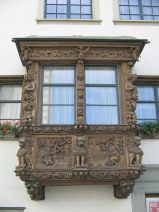 St. Gallen: Gallusstrasse 22, Haus mit
                        Holzerker, Nahaufnahme frontal