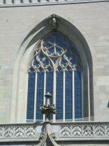 Facade of Women's Cathedral at
                        Fraumnsterstrasse (Woman's Cathedral Street),
                        church window