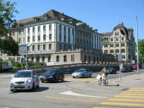 Zurich, Rudolf Brun Bridge, sight of the
                        Urania police office