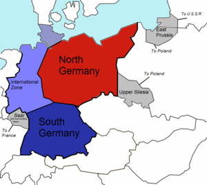 Karte
                        des Morgenthau-Plans mit einer Zersplitterung
                        Deutschlands