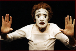 Pantomime of Marcel Marceau,
                          frightened gesture
