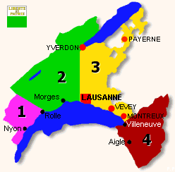 Carte du canton de Vaud avec la
                          position de Yverdon